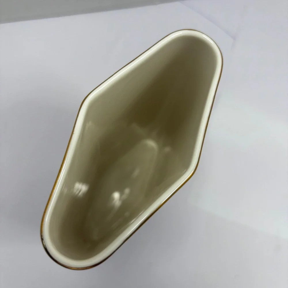 Vintage Japanese Porcelain Vase Bird‎ and Floral Gilt Trim Hexagon Diamond Shape